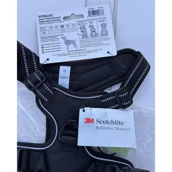 Voyager Dog Harness Medium Dual Attachment Adjustable Black Top Handle NWT - Picture 3 of 4